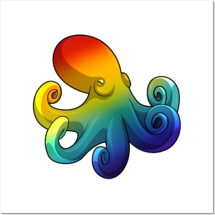 Octopus with Rainbow Posters and Art